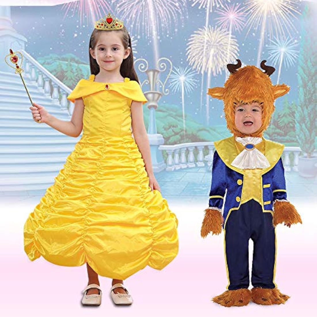 Princess Belle Costume – 9-Piece Girls Fancy Dress Outfit