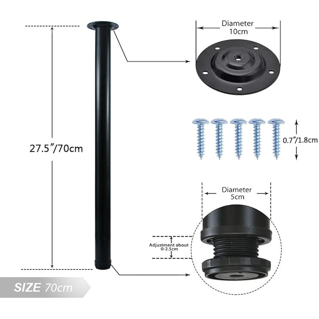 QLLY 27.5" Adjustable Metal Desk Legs | Heavy Duty Furniture Legs, 4 Pack