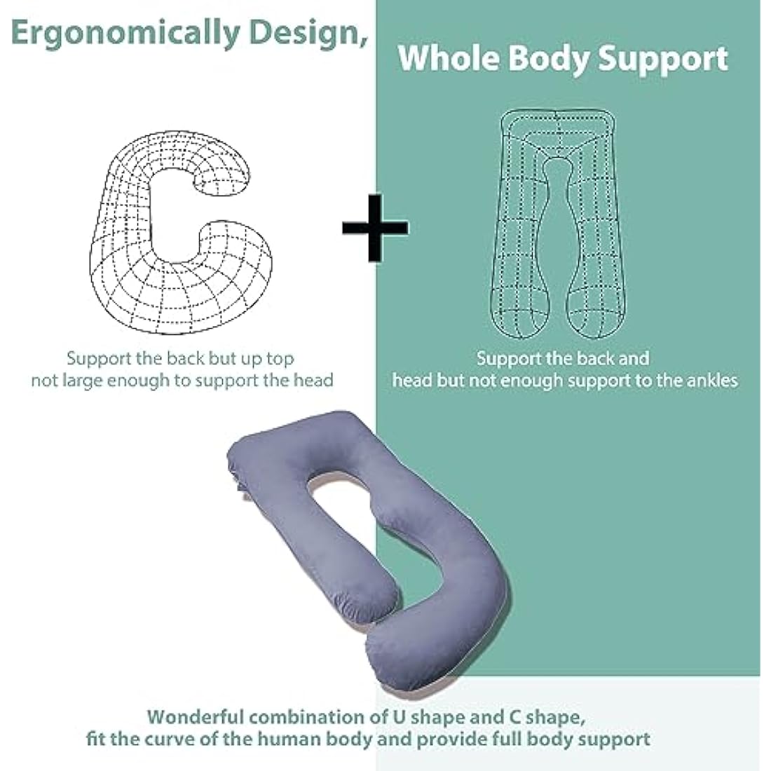 Chilling Home J-Shaped Pregnancy Pillow – 140x70cm Grey Body Support
