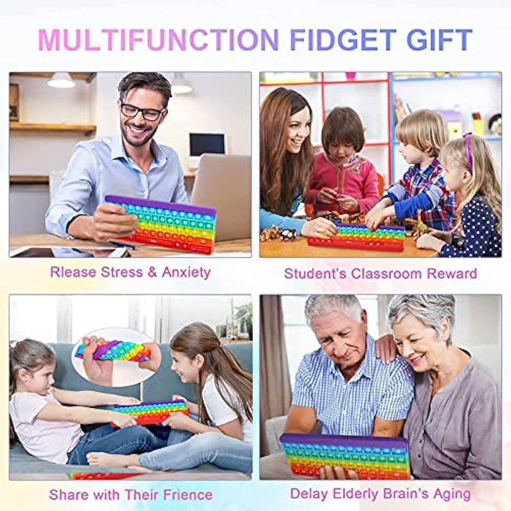 Rainbow Pop Keyboard Fidget Toy - Silicone Sensory Toy