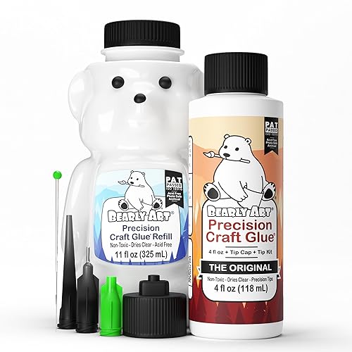 Bearly Art Precision Craft Glue Bundle – 4oz & 11oz Refill Kit