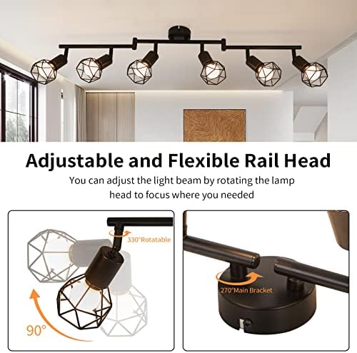 Jolof Store Industrial 6-Light Rotatable Ceiling Spotlight – Matte Black