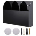 jojofuny 3 Slot Remote Control Holder Wall Mounted, Black Acrylic TV Organiser, Self Adhesive Media Storage for Controller Phone Pen