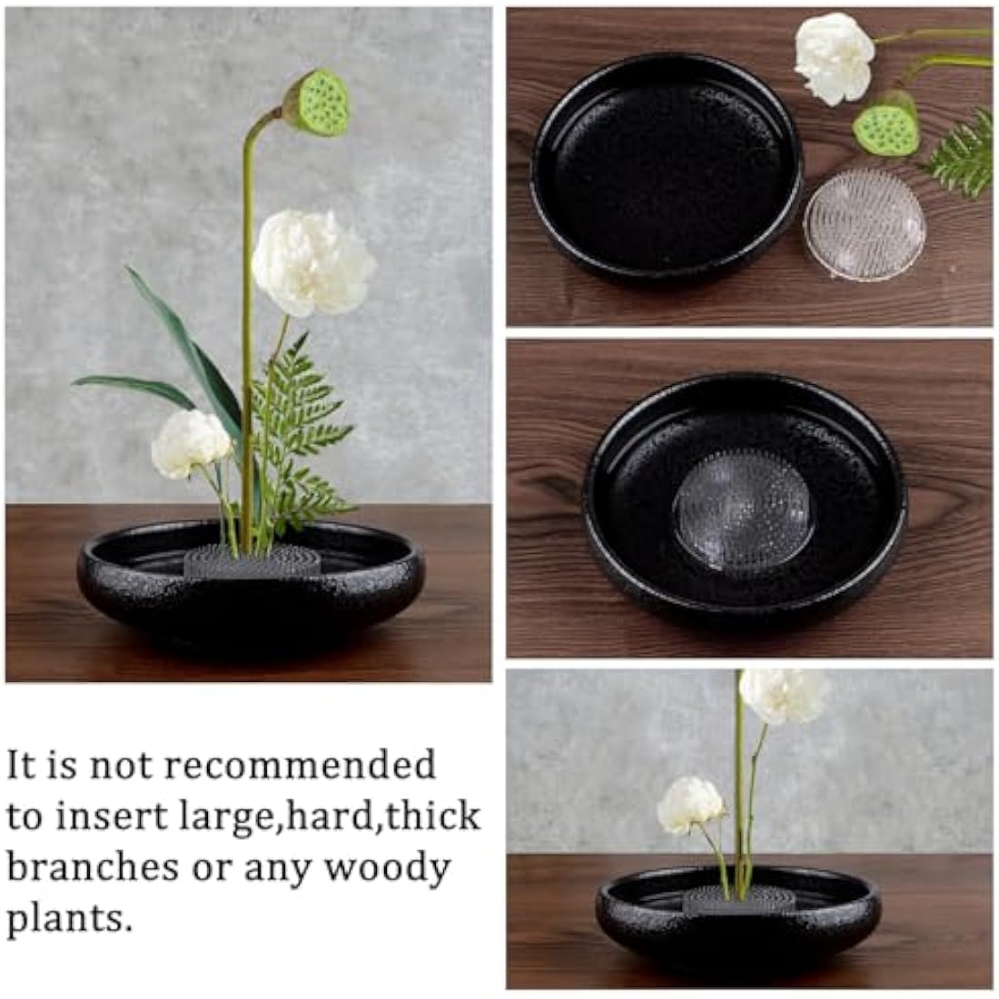 WANDIC Round Clear Plastic Ikebana Kenzan Flower Frog with Suction Cups