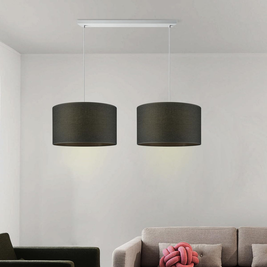 Home Sweet Home Dark Grey Cotton Drum Lampshade | 40cm Cylinder E27