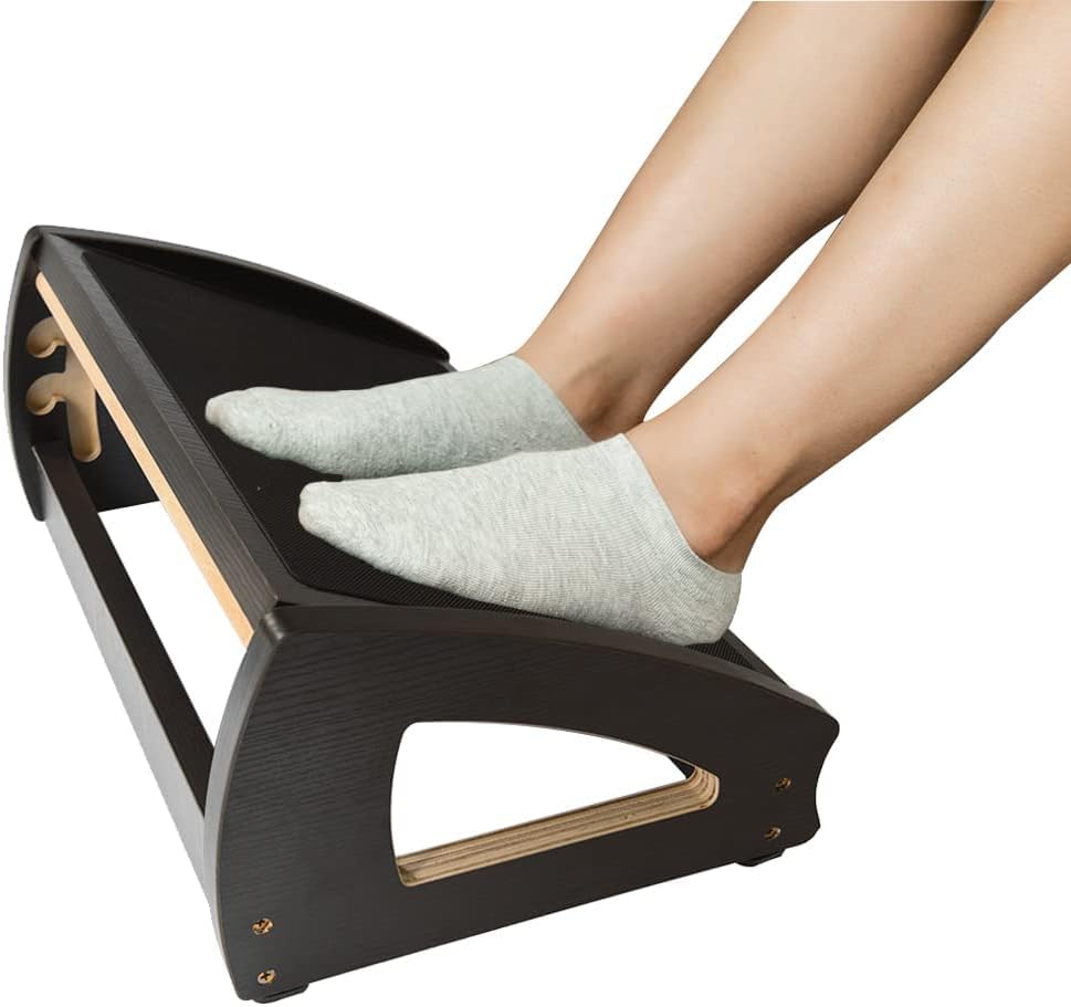 StrongTek Under Desk Footrest Wood 3 Adjustable Heights Office Black - image 1