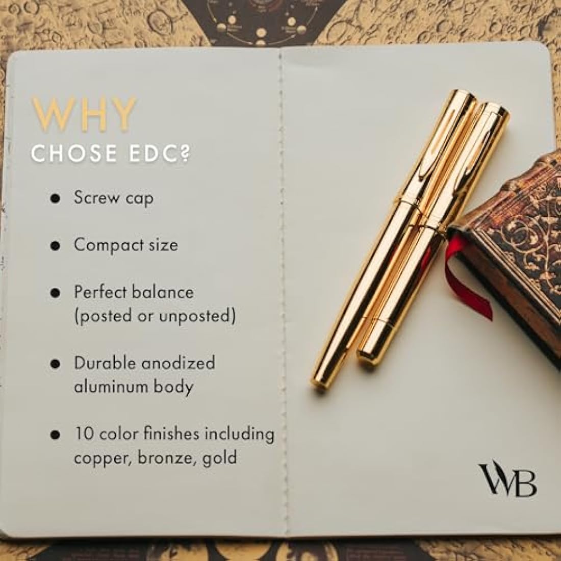 Wordsworth and Black Luxury EDC Fountain Pen - Gold Finish Pocket Set