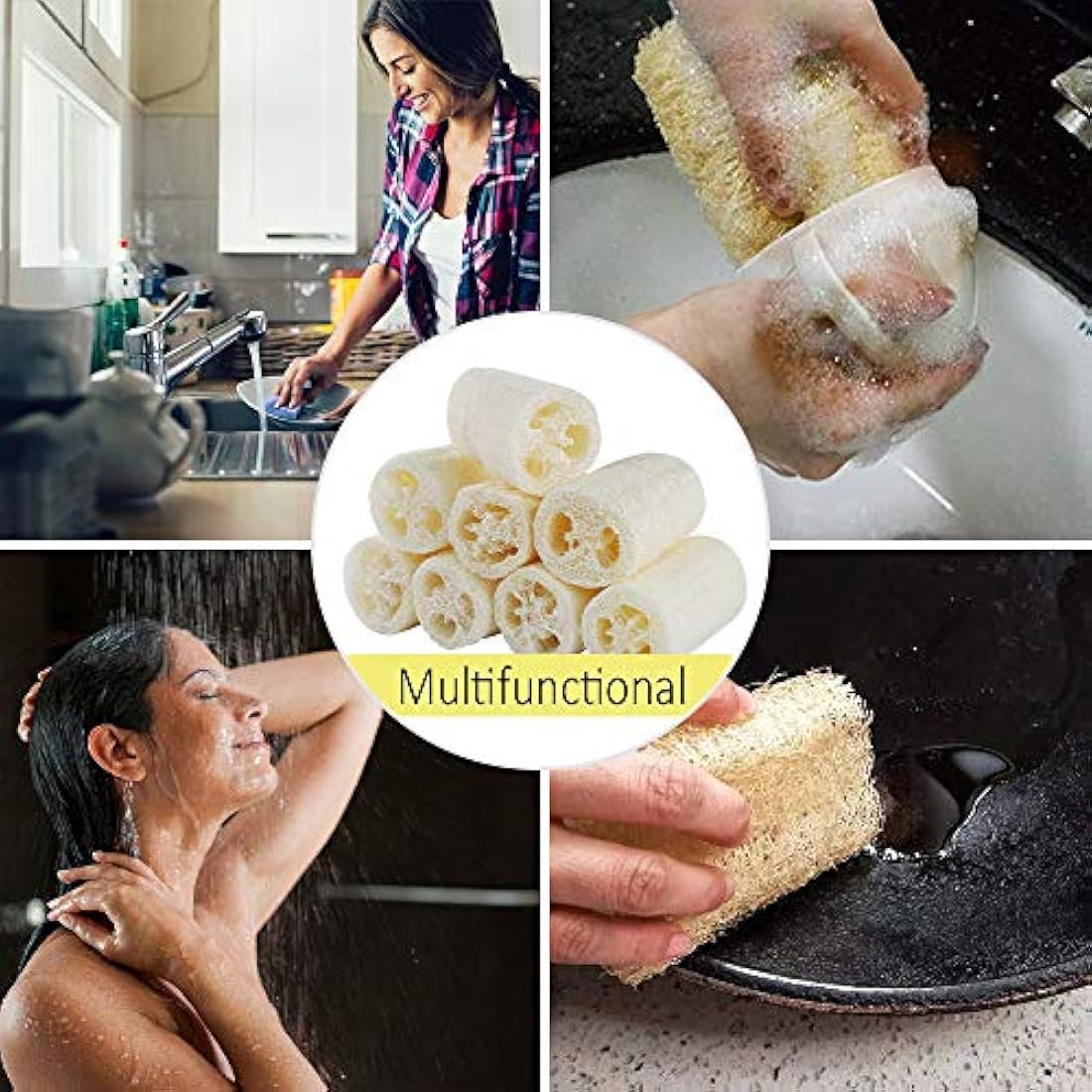 Natural Organic Loofah Sponge - 8pcs Biodegradable Scrubber