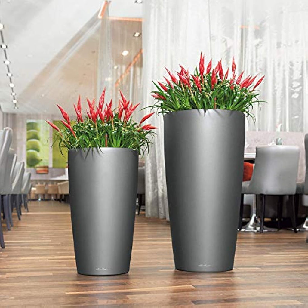 Lechuza RONDO 32 Self-Watering Planter | Black High-Gloss Indoor Pot