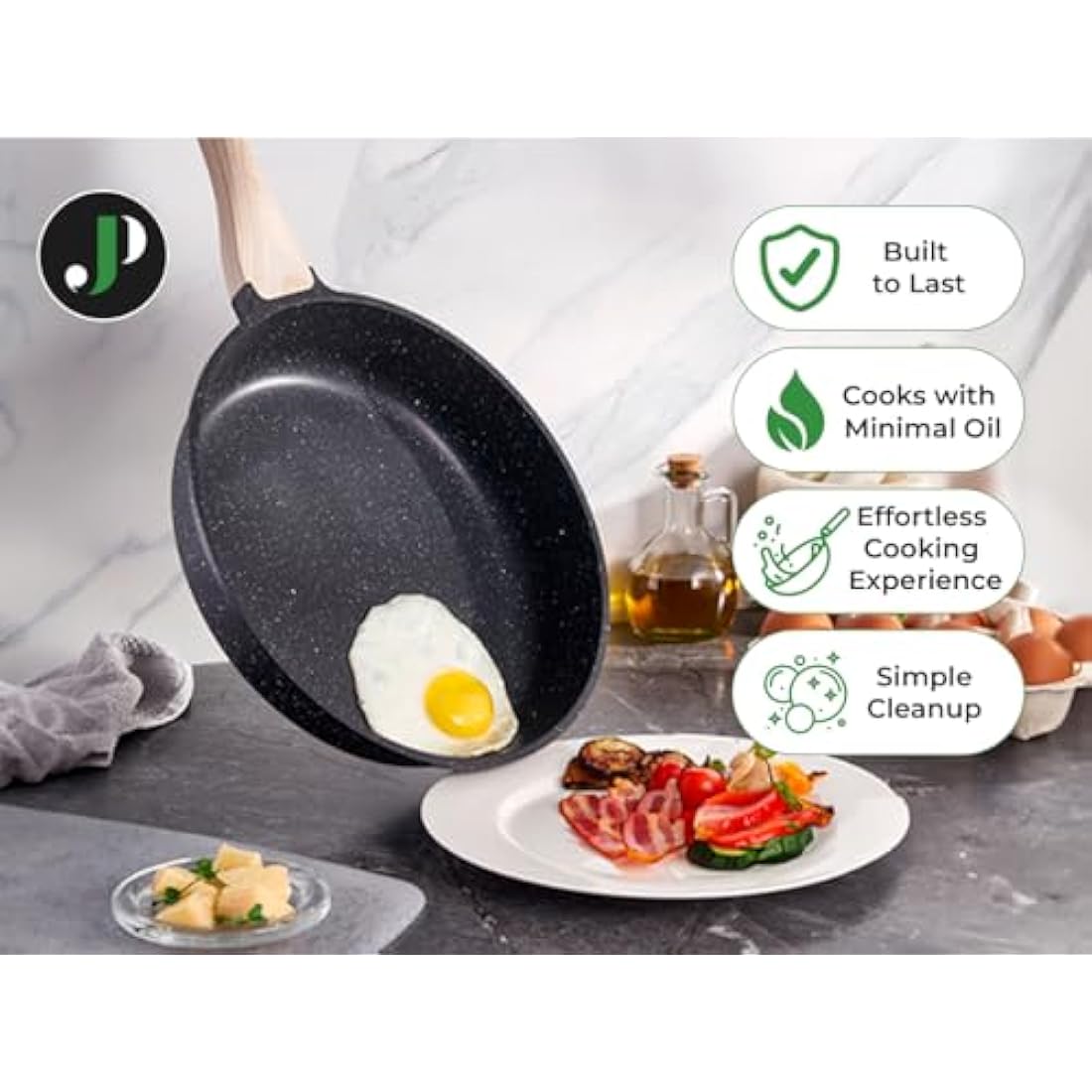 Just Perfecto 15-Piece Non-Stick Granite Cookware Set for Induction