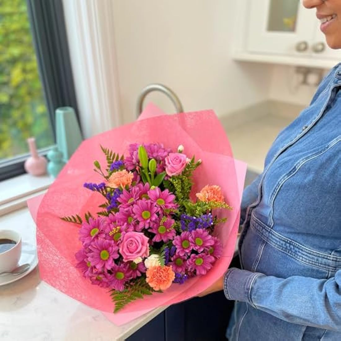 Jolof Store Pink Mixed Fresh Flower Bouquet | Roses & Lilies Gift
