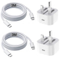 MCCRH 20W USB C Fast Charger with 3m Cable for iPhone 17 16 15 | 2 Pack