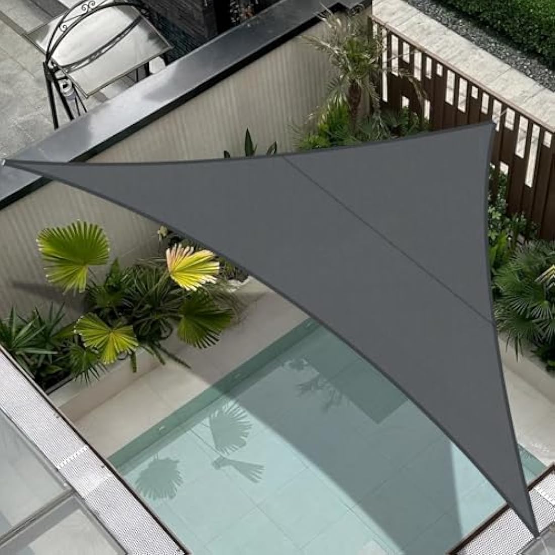 Cool Area Sun Shade Sail - 5x5x7m Waterproof Triangle Canopy, Charcoal