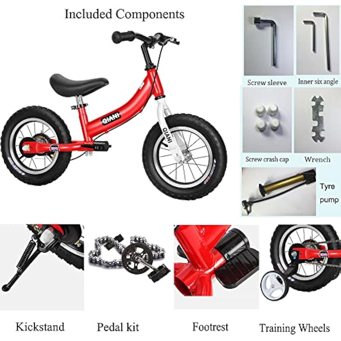 2-in-1 Balance Bike for Toddlers with Pedals & Brakes