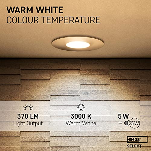 EMOS IP44 Waterproof LED Recessed Downlights - 5W Warm White, Pack of 12
