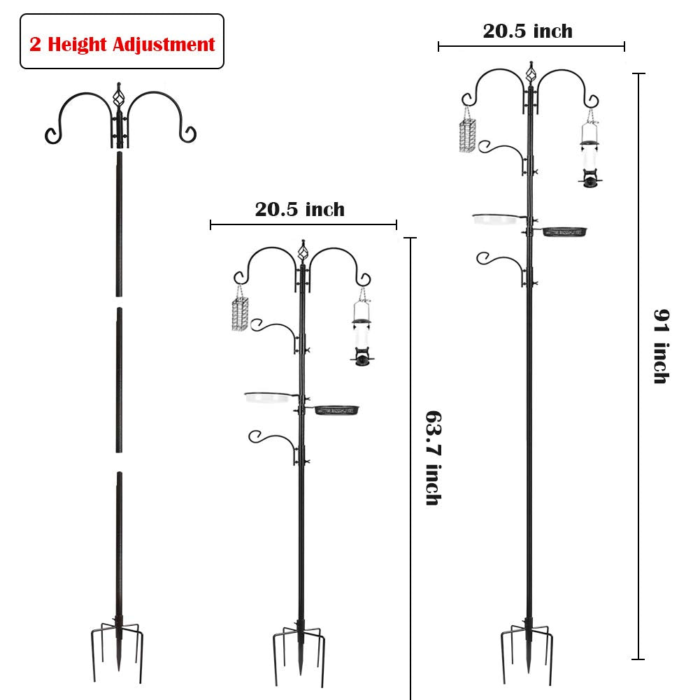 MIXXIDEA Bird Feeder Station Kit – 231cm Pole with 5-Prong Base & 4 Hooks