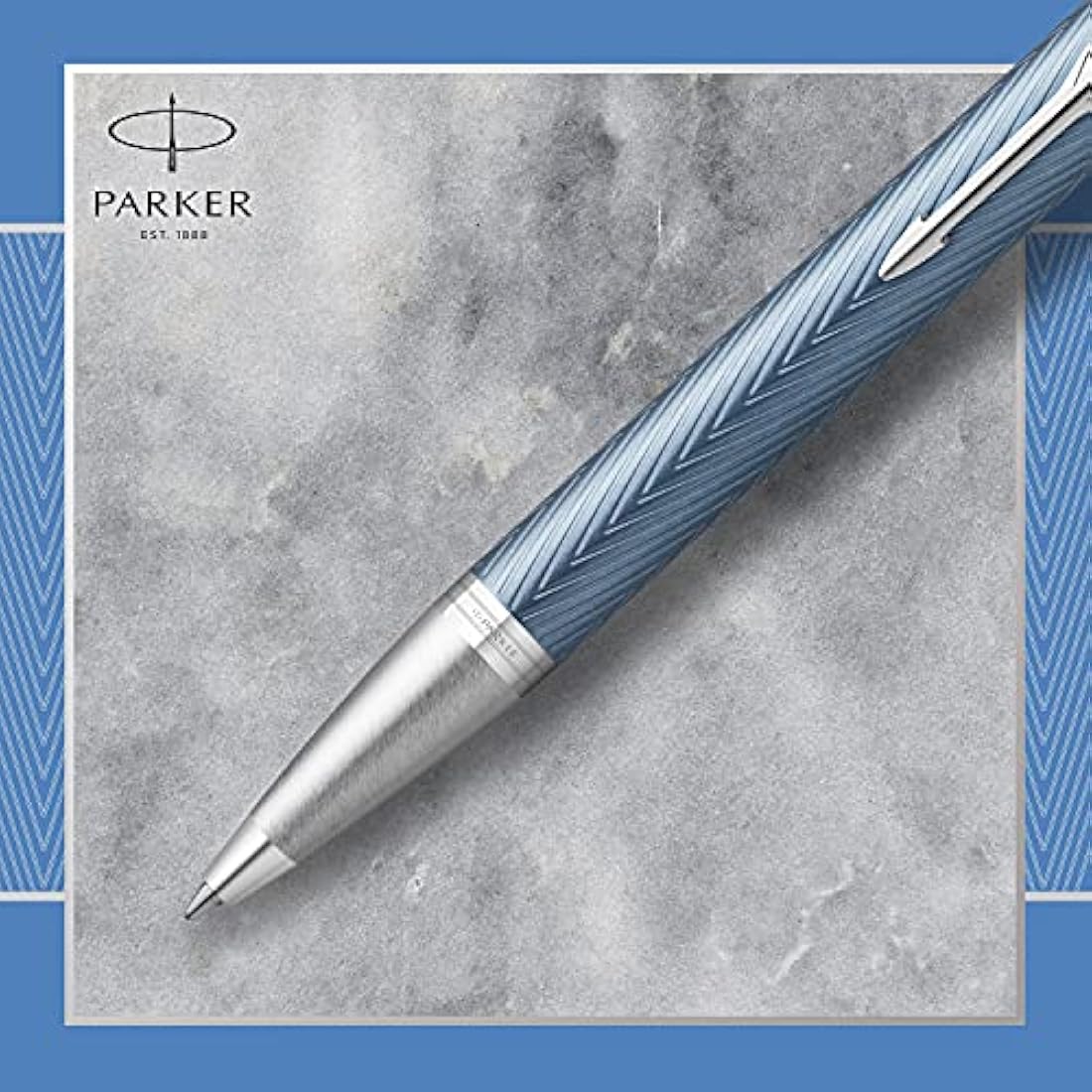 Parker IM Ballpoint Pen – Blue Grey with Chrome Trim, Medium Point