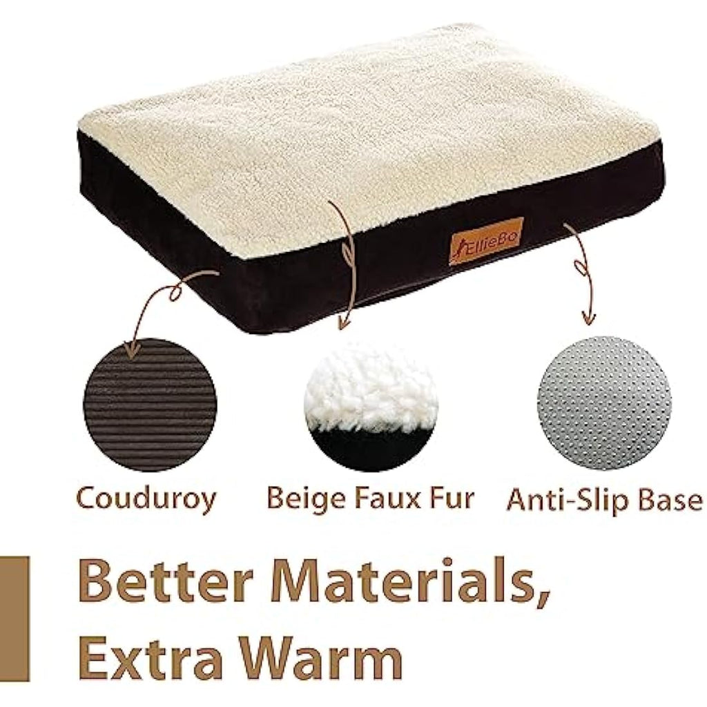 Large Dog Bed – Washable Faux Suede Crate Mattress