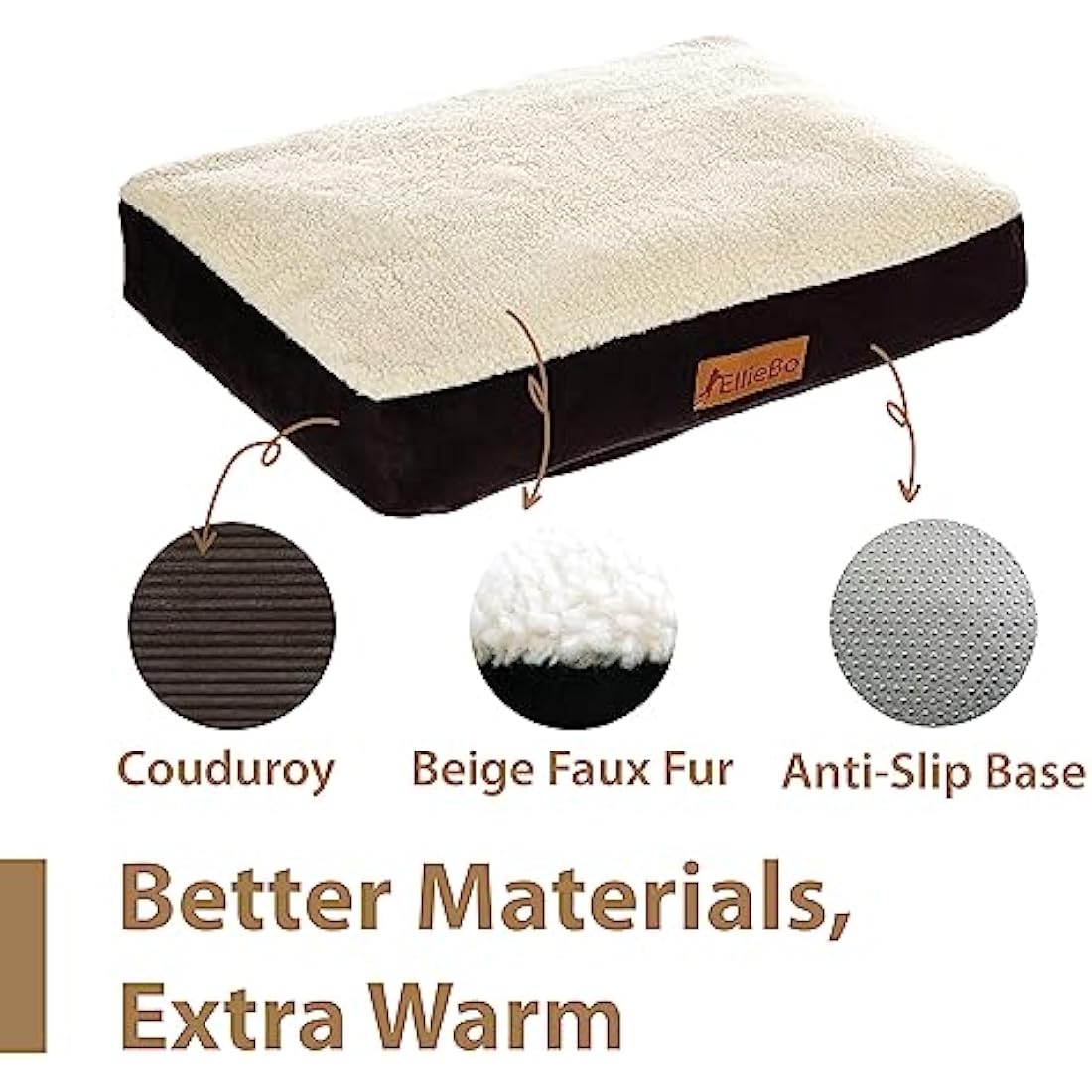 Large Dog Bed – Washable Faux Suede Crate Mattress