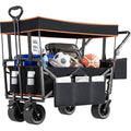 YITAHOME Folding Beach Wagon with Canopy | Heavy Duty 220lbs Garden Cart