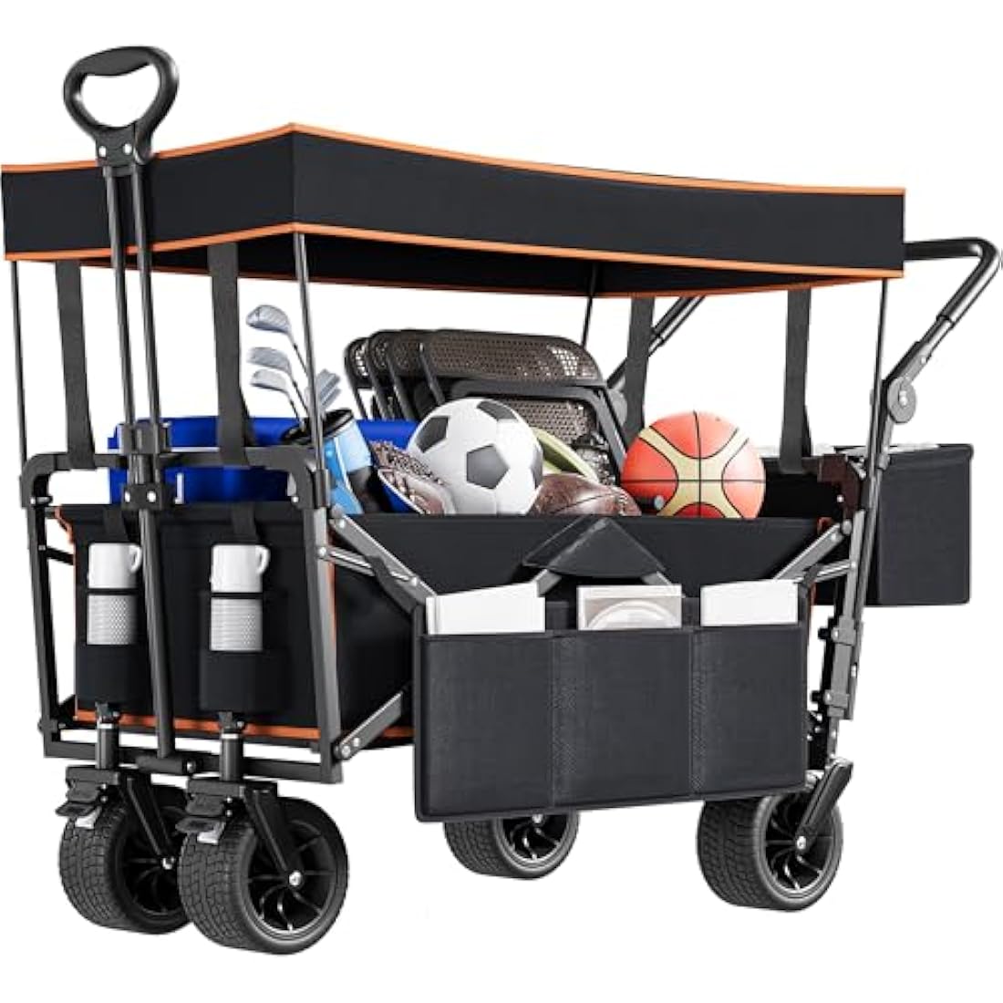 YITAHOME Folding Beach Wagon with Canopy | Heavy Duty 220lbs Garden Cart