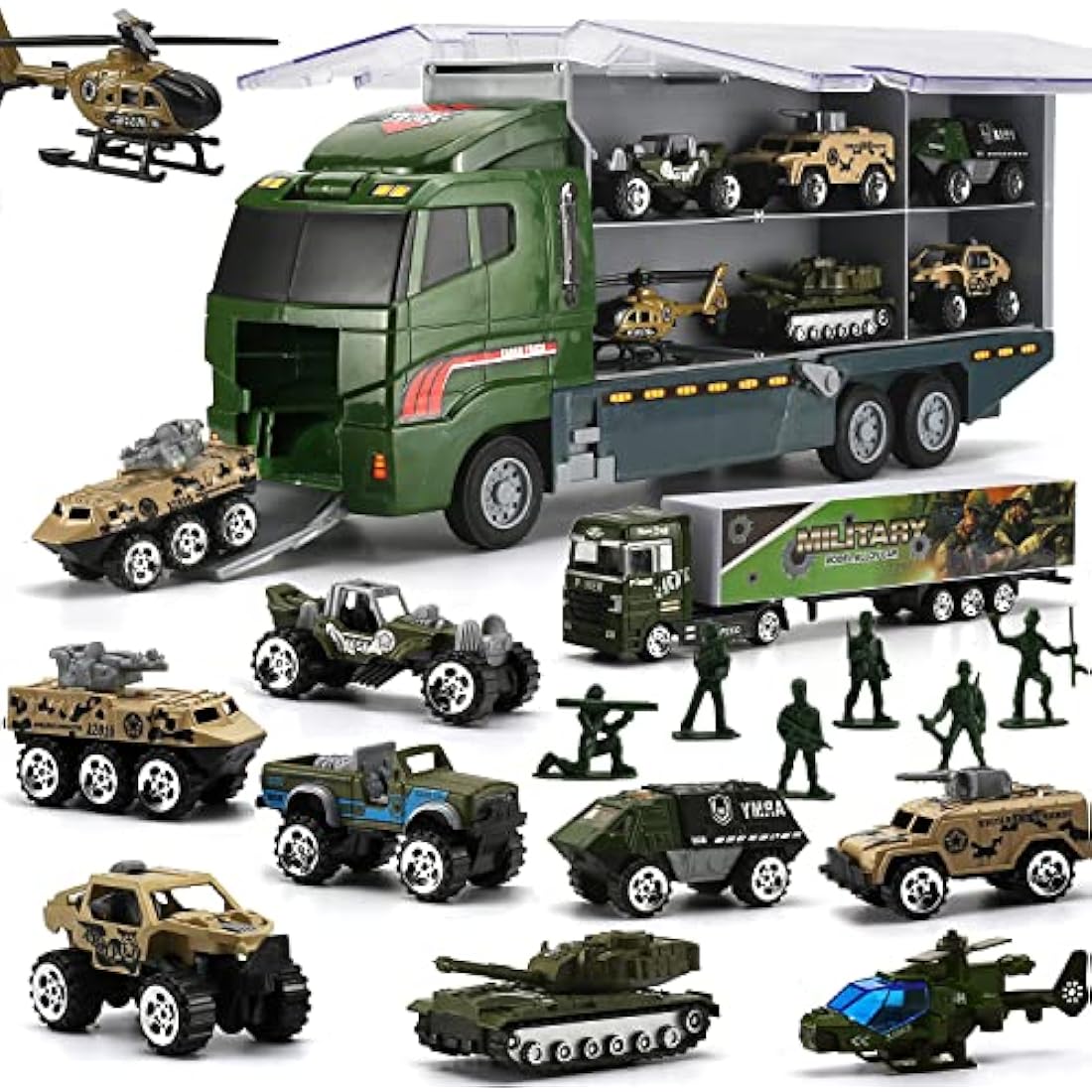 Military Carrier Truck – 26-in-1 Die-Cast Army Toy Playset