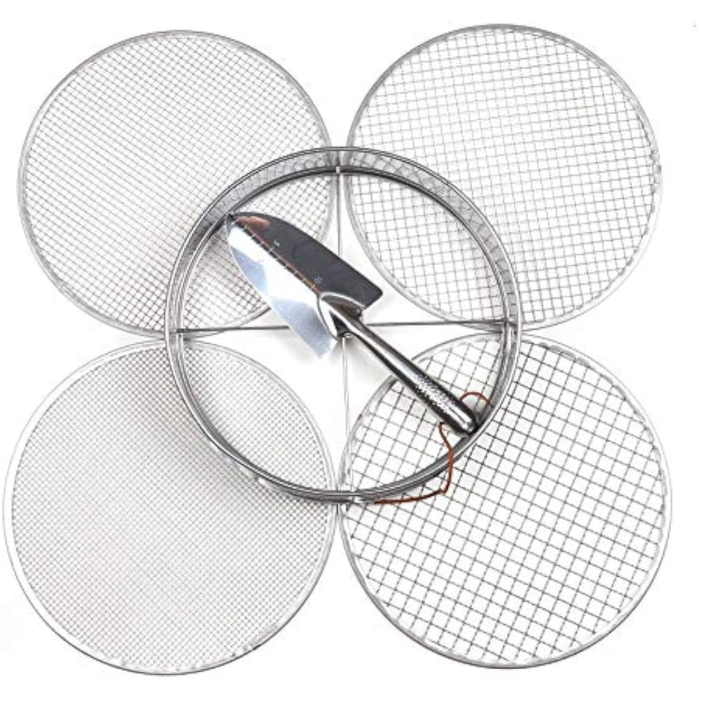 Practicool Stainless Steel Garden Sieve – 4 Mesh Sizes & Bonus Spade