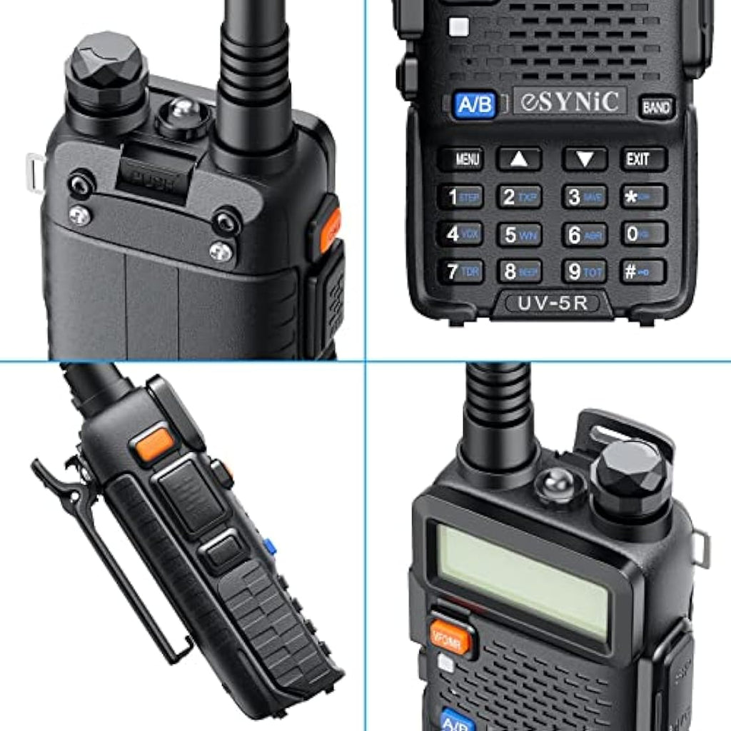 eSynic UV-5R Walkie Talkie – Dual Band 5W Long Range 2-Way Radio