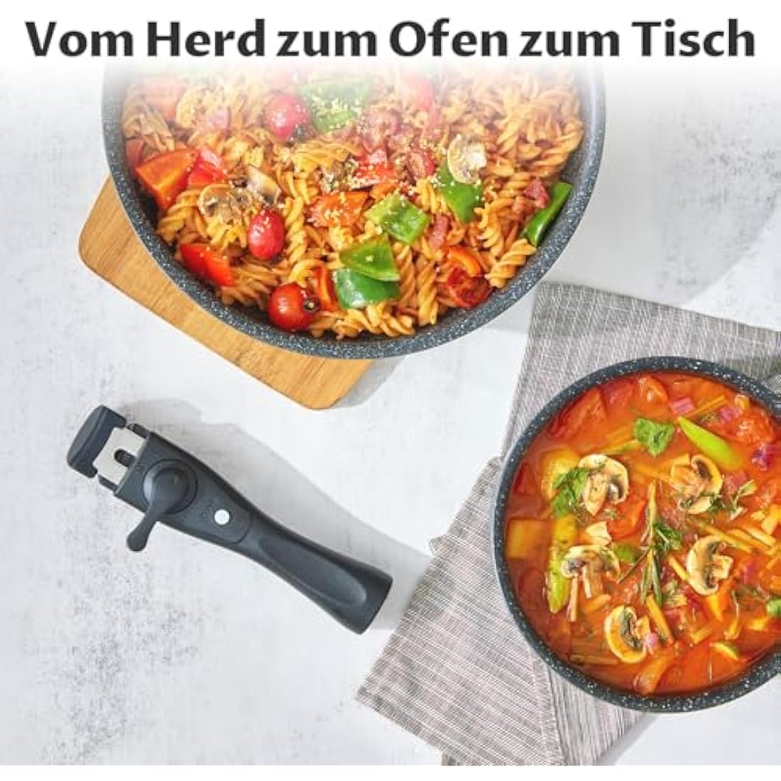 BEZIA 13-Piece Nonstick Cookware Set | Induction Pans with Detachable Handle