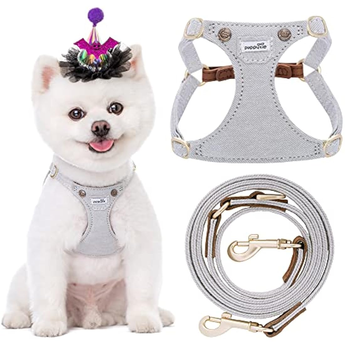 Puppytie No Pull Dog Harness | Lightweight Denim Grey Escape Proof - XS