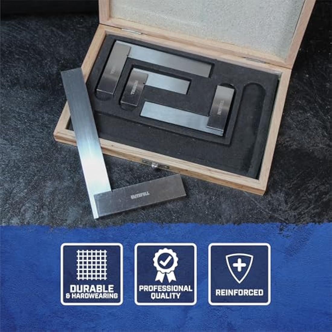 Faithfull Engineers Steel Try Square Set (4 Piece) | 50mm–150mm