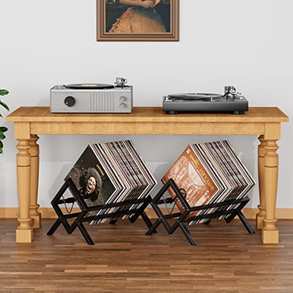 Vinyl Record Storage Holder – Metal 80-100 LP Album Stand