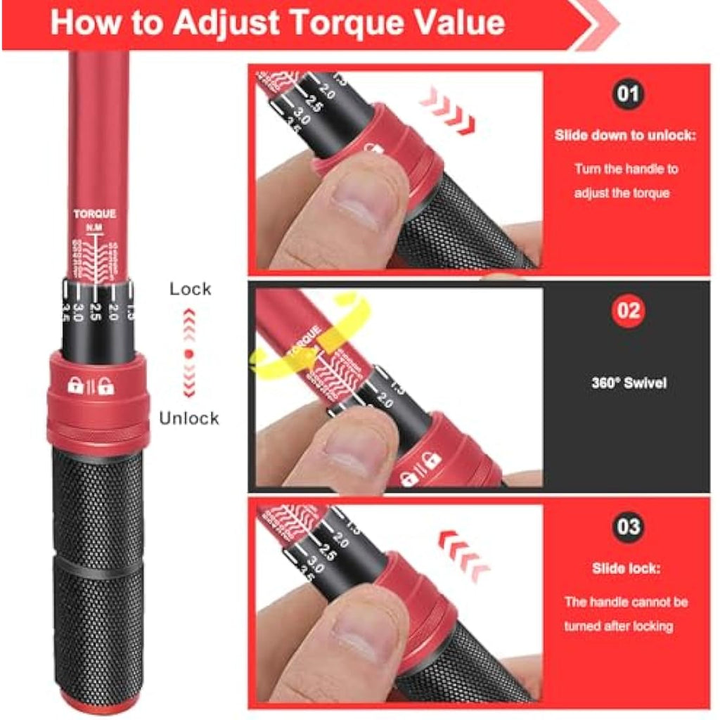 ATsafepro 3/8 Inch Drive Click Torque Wrench, 5-60 Nm for Bike & Auto