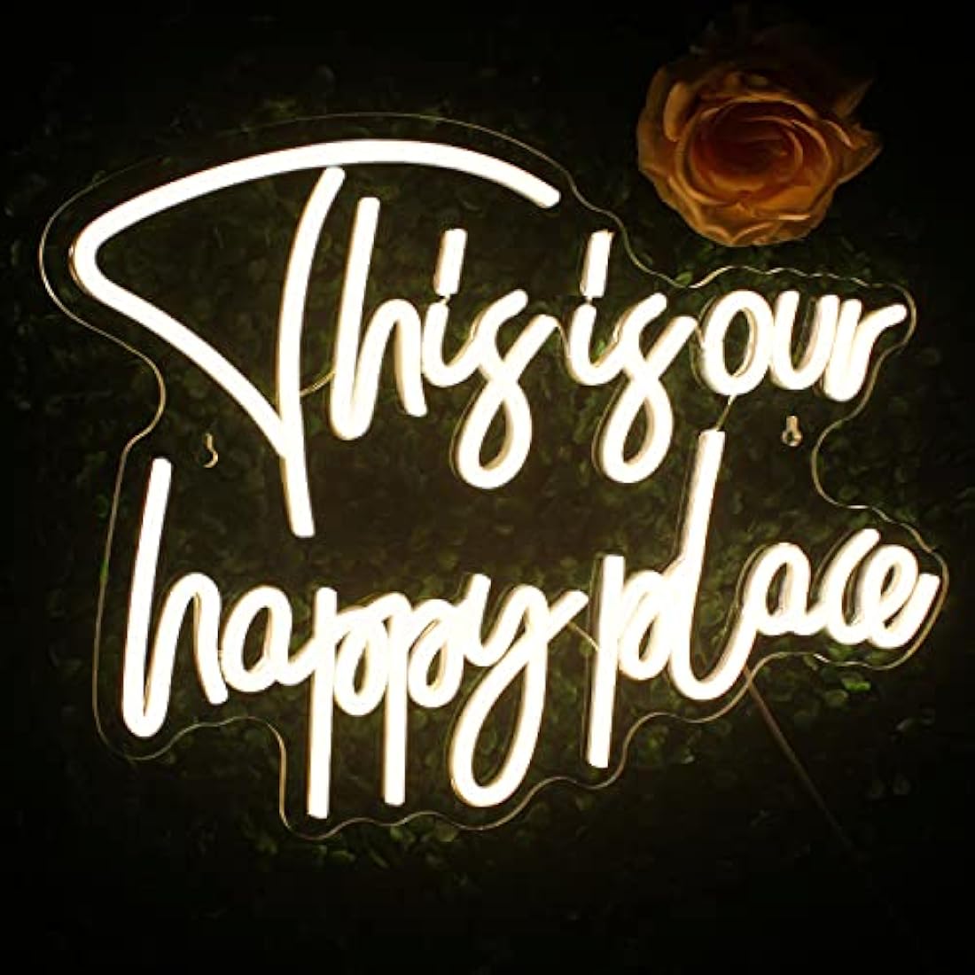 Jolof Store This is Our Happy Place Neon Sign – Warm White LED Wall Decor