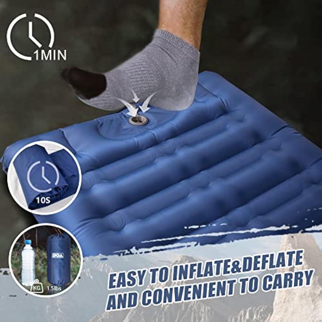 BQA Inflatable Sleeping Pad – 10cm Thick Ultralight Camping Air Mattress