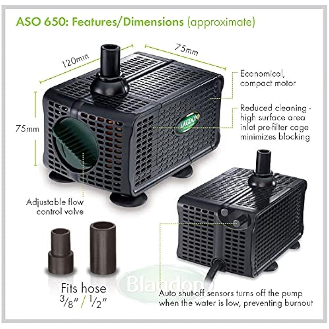 Blagdon 650 Water Feature Pump with Auto Shut-Off Sensor – 650 L/H