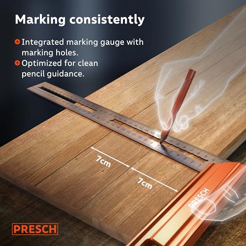 Presch 350mm Try Square – Precision Woodworking Square with Level