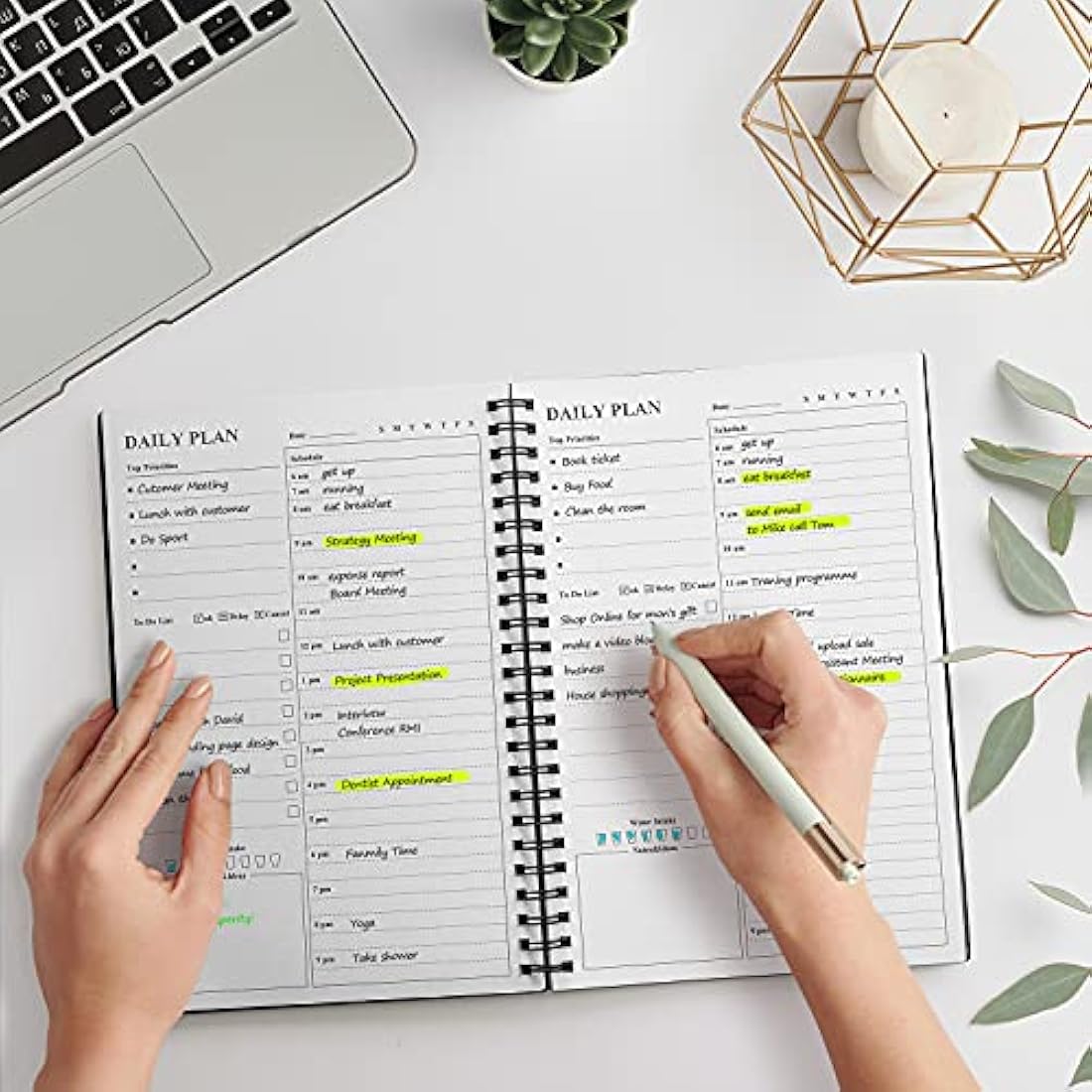 Jolof Store Undated Daily Planner – Hourly Task Notebook with PVC Cover