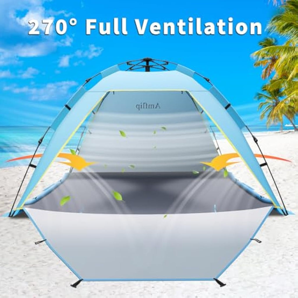 4-5 Person Instant Pop Up Beach Tent | Large Sun Shelter