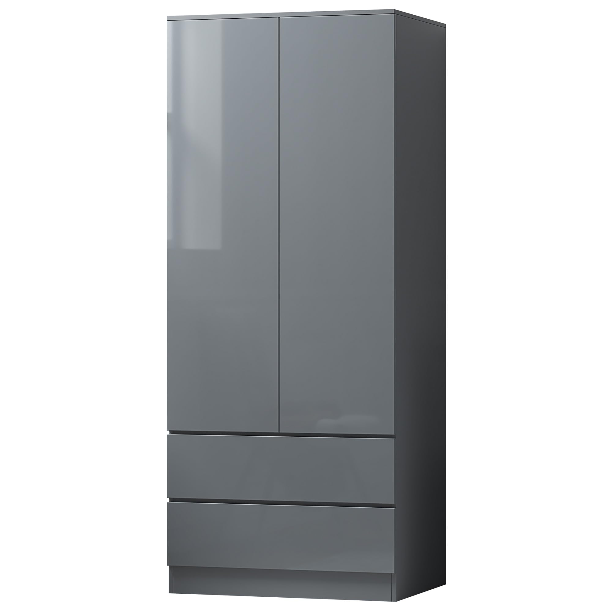 Grey Gloss 2 Door 2 Drawer Combination Wardrobe