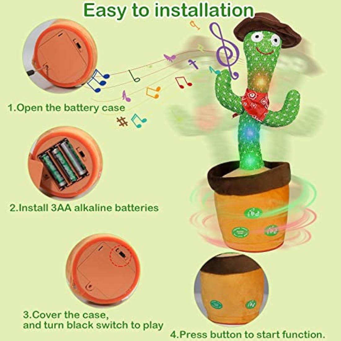 HICAS Dancing Talking Cactus Toy – 120 Songs & Voice Recorder Plush