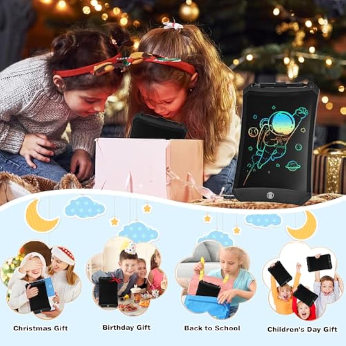 PINKCAT 8.5in LCD Writing Tablet | Colorful Doodle Board for Kids - Black