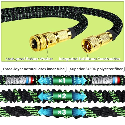 200FT Expandable Garden Hose with 10-Pattern Spray Nozzle