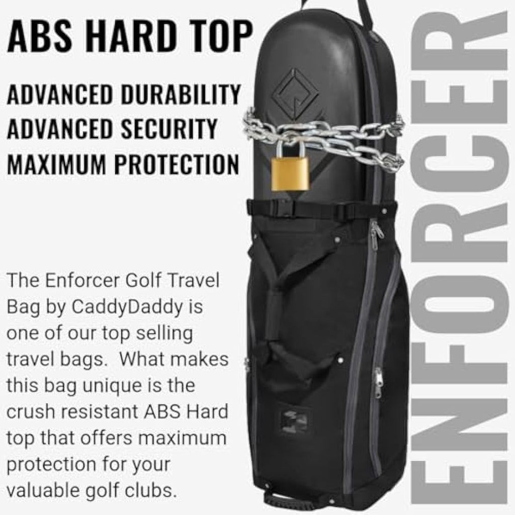 CaddyDaddy Enforcer Hard Top Golf Travel Bag - Padded 1800D with Wheels