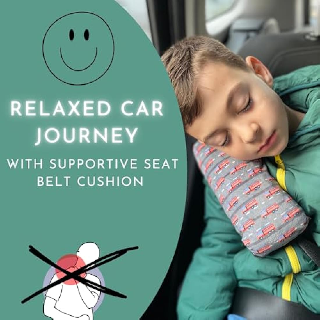 HECKBO Firefighter Car Seat Belt Pillow for Kids – Soft Neck Support