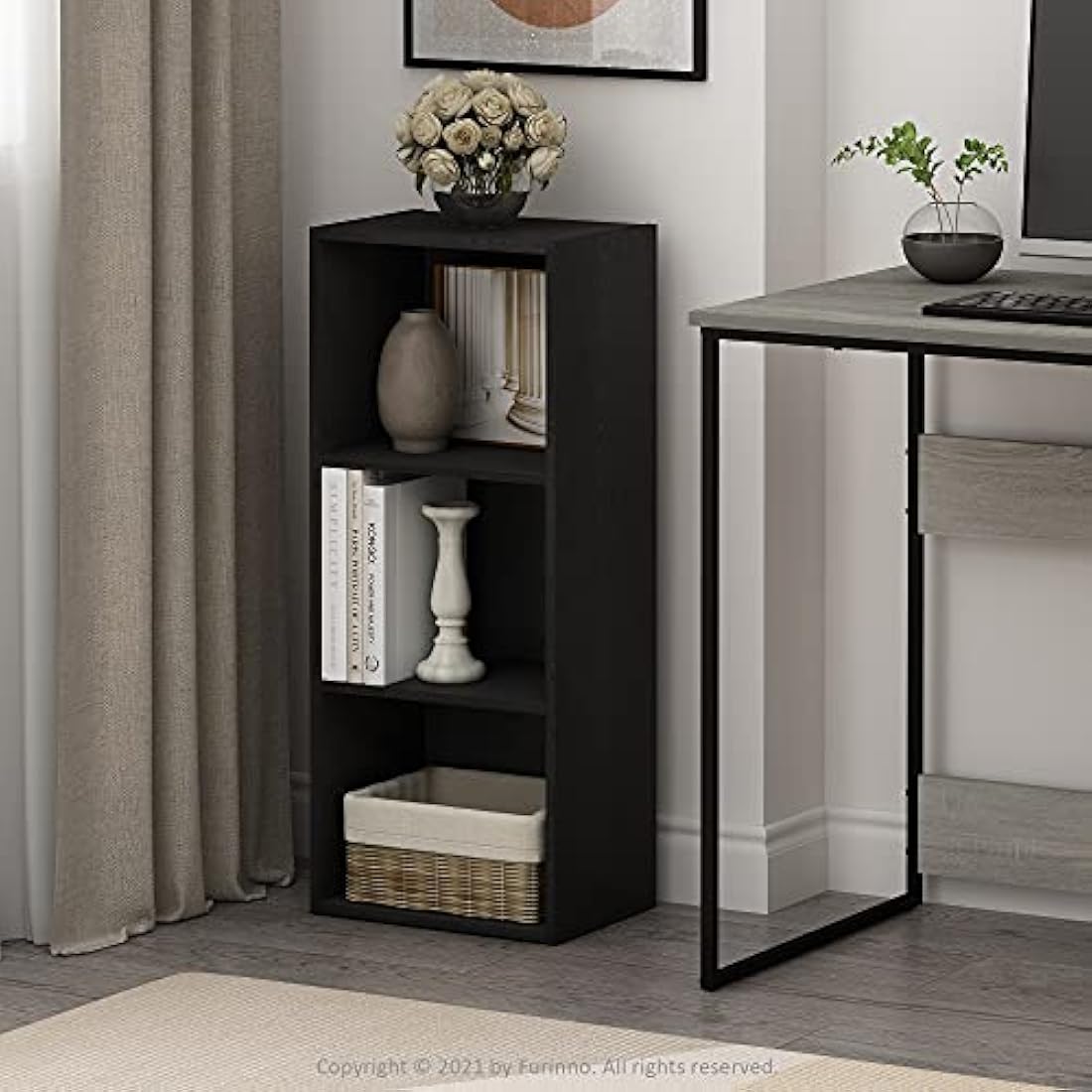 Furinno Luder 3-Tier Open Shelf Bookcase | Engineered Wood – Blackwood
