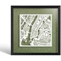 New York Paper Cut Map Framed Wall Art - O3 Design Studio, 9x9 Inch