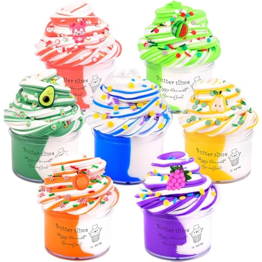 Jolof Store 7-Pack Rainbow Butter Slime Kit | Scented Sensory Toy