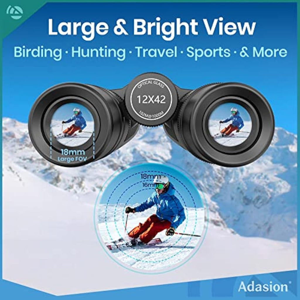Adasion 12x42 HD Binoculars – High Power Waterproof Optics with Tripod