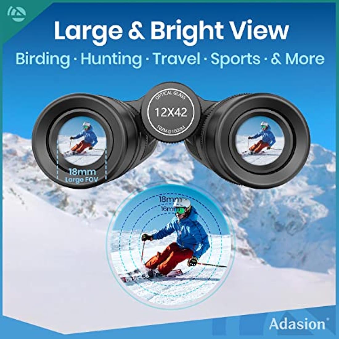 Adasion 12x42 HD Binoculars – High Power Waterproof Optics with Tripod